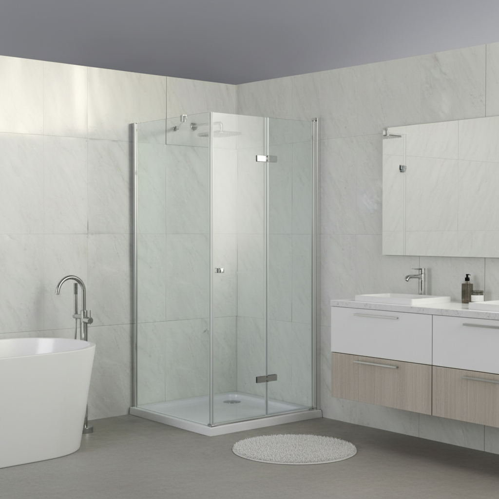 Cascada square Shower Enclosure polished chrome 900 × 900