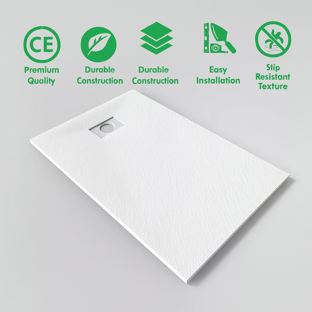 Squared Resin Shower Tray white Slate 900 × 900