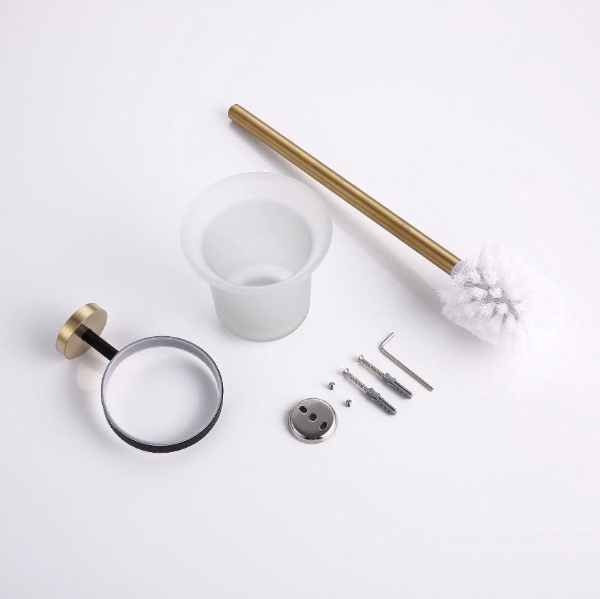 Lux toilet brush holder matte black & gold