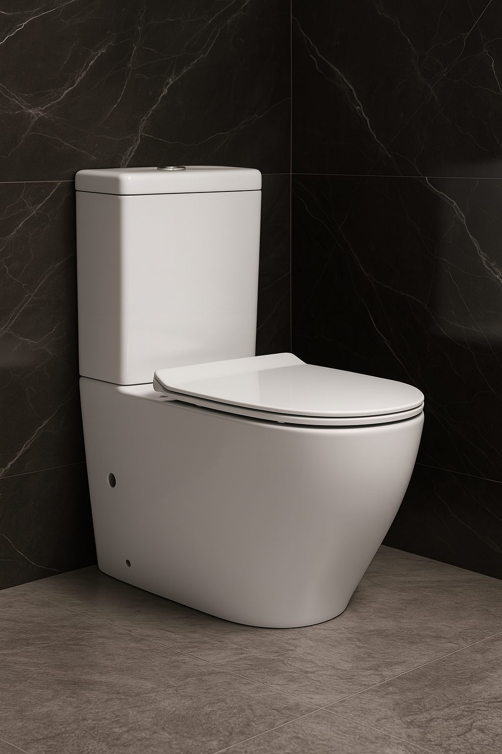 Tornado White Wall Flushed Close Coupled Toilet - Including Toilet Seat