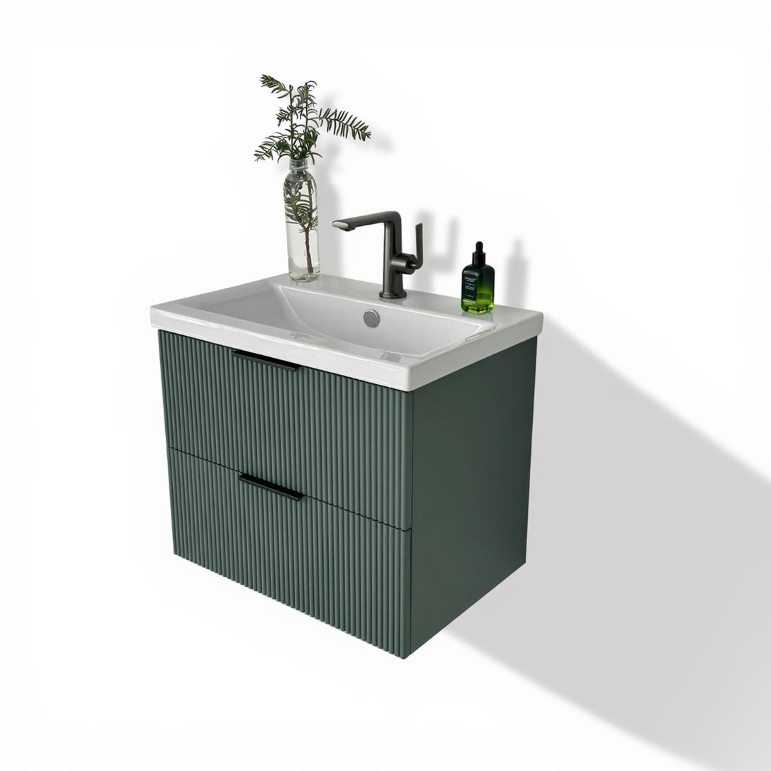 Audrey fluted wall hung vanity 600mm