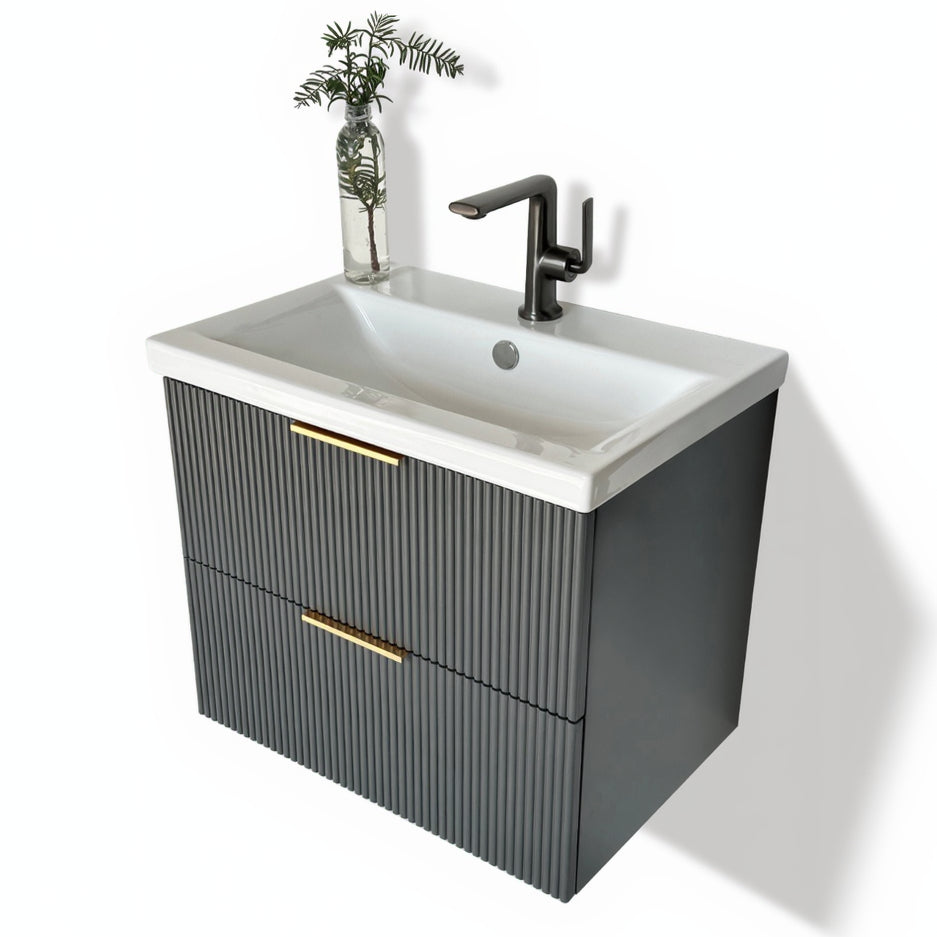 Audrey fluted wall hung vanity 600mm