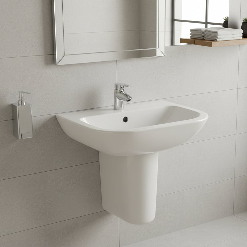 Pedestal Basin Wall Hung white 610mm