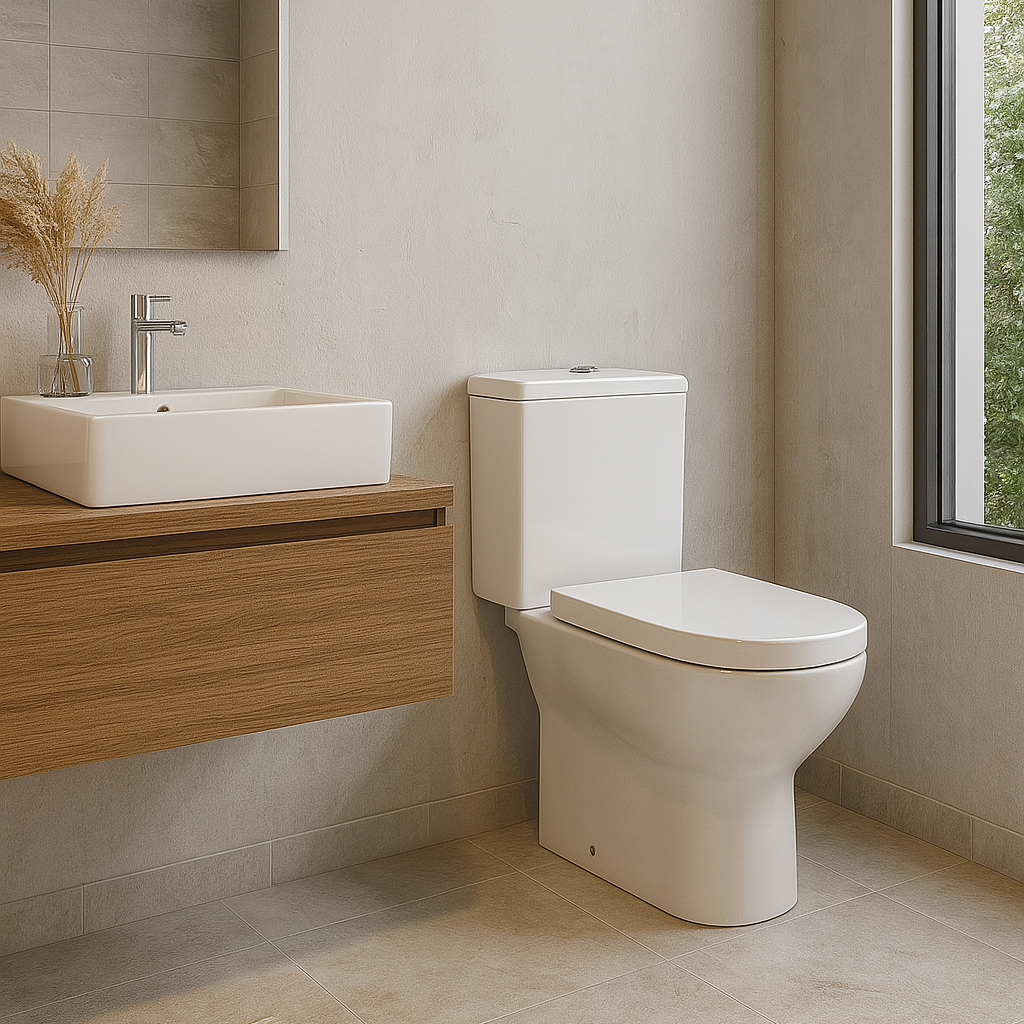 Glint Close Coupled White Toilet Open back pan