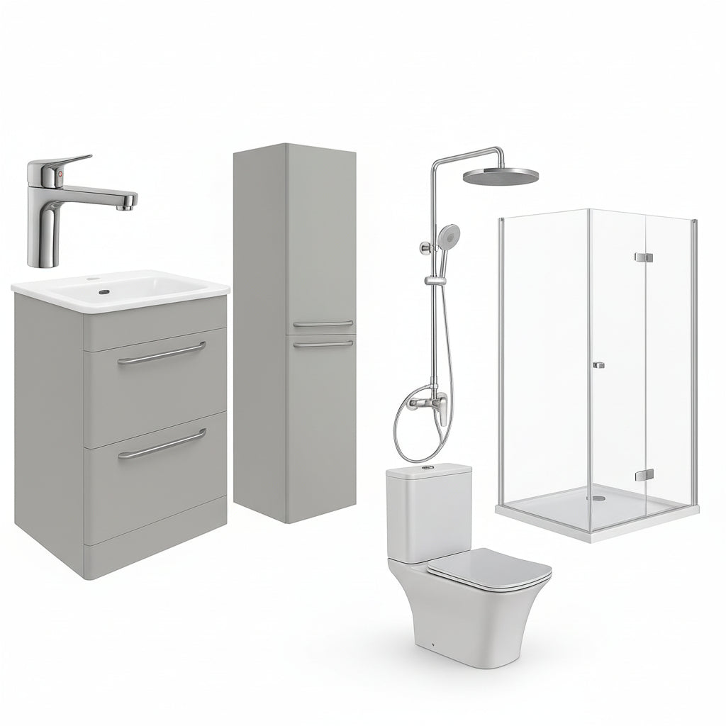 Grey it with love full bathroom Set - 7 Pieces