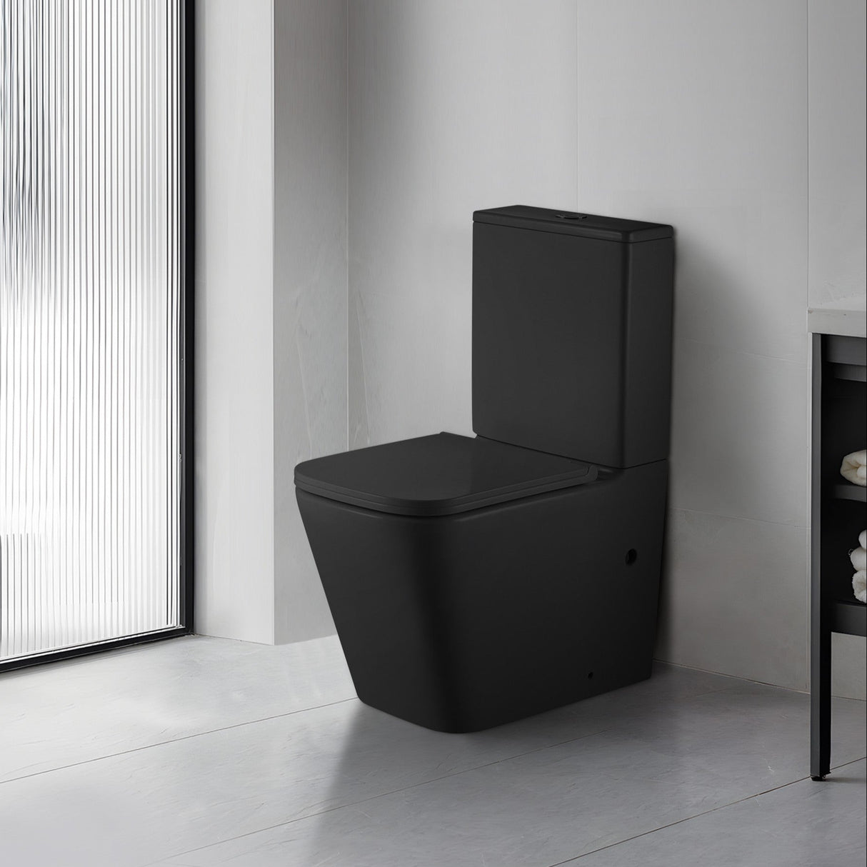 Victoria matte black close coupled rimless toilet