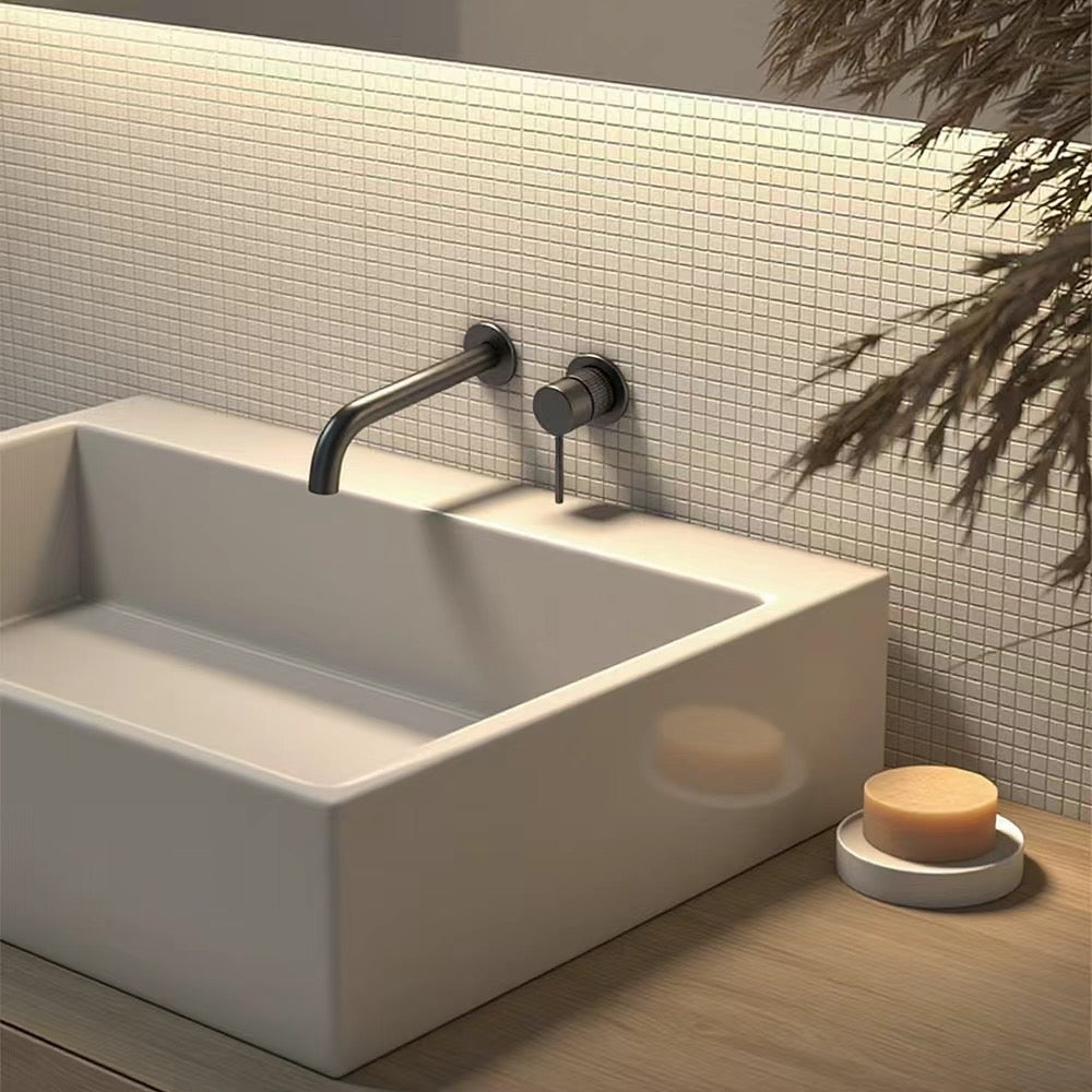 Tivra concealed basin/bath mixer tap matte black