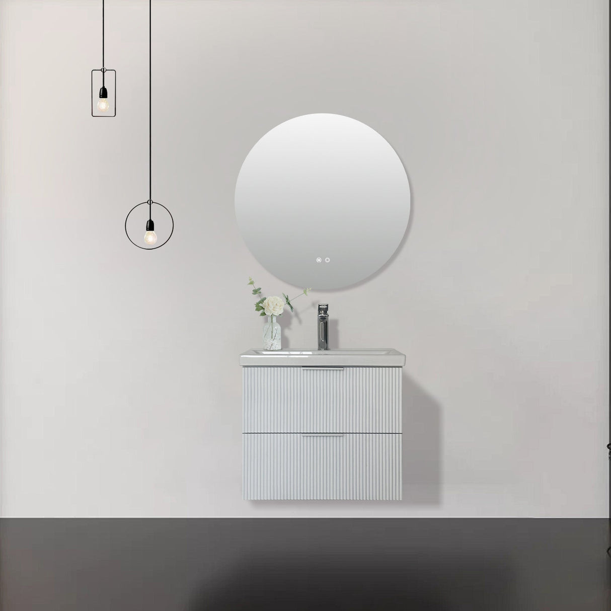 Audrey fluted wall hung vanity 600mm