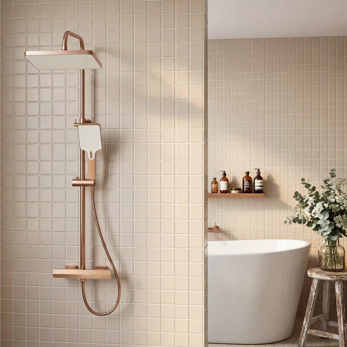 Cavano shower mixer brushed rose gold