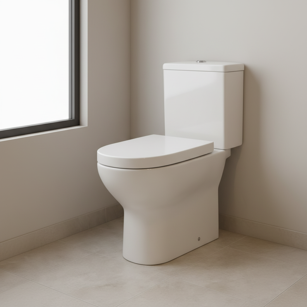 Glint Close Coupled White Toilet Open back pan