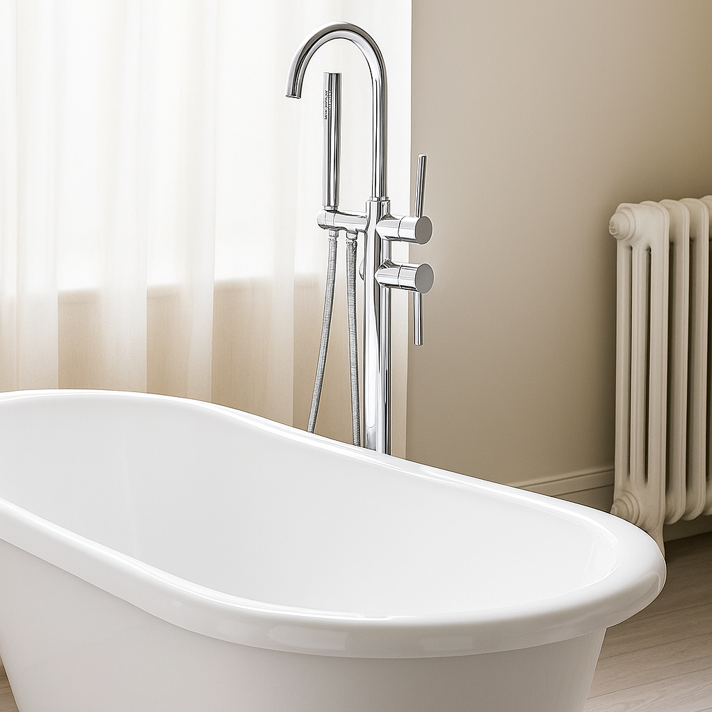 Tide free standing bathtub mixer polished chrome