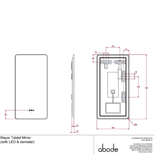 Abode Mayar 450x900mm Tablet LED Mirror