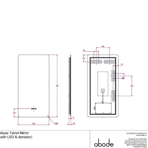 Abode Aruna 450x900mm Frameless Tablet LED Mirror