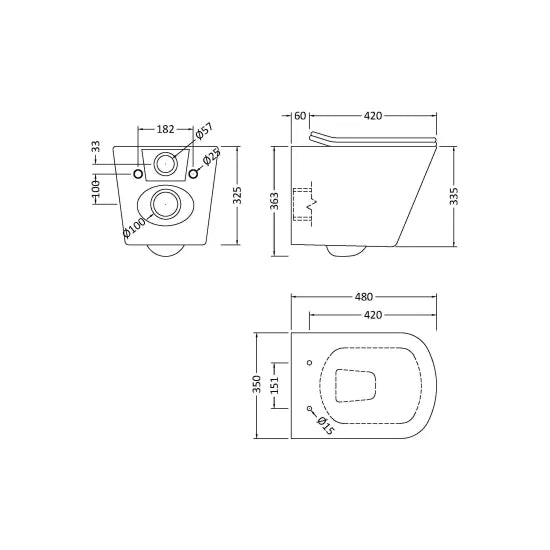 Arley Pro 5in1 Square Wall Hung Pan Frame Pack With Push Button