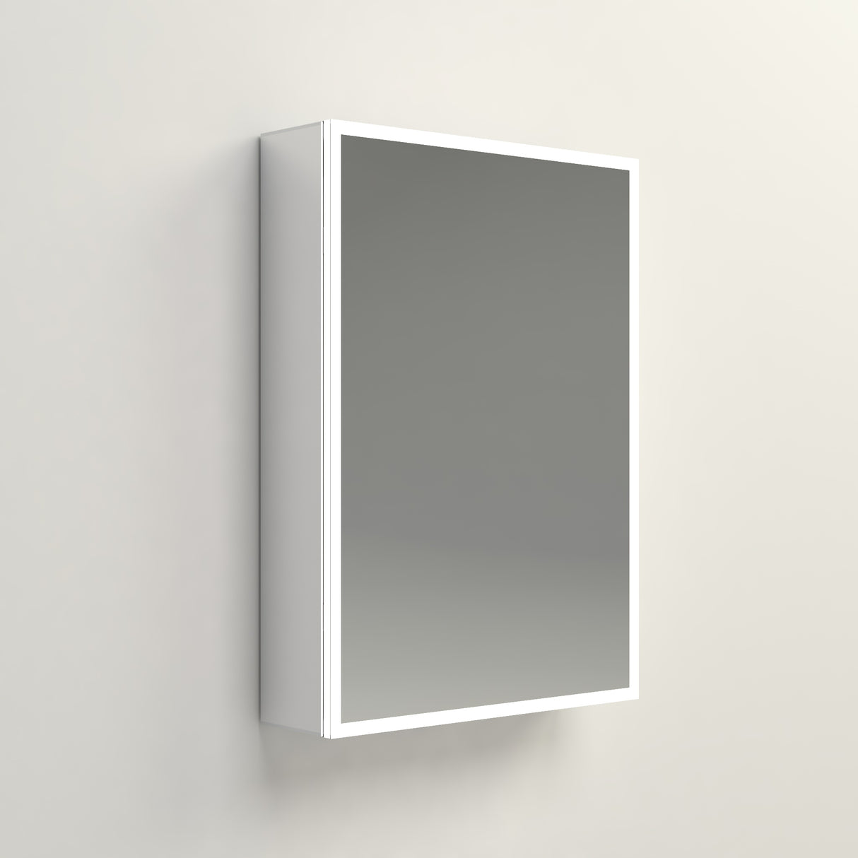 Yora vertical alaminum front lit mirror cabinet single door 500mm x 700mm