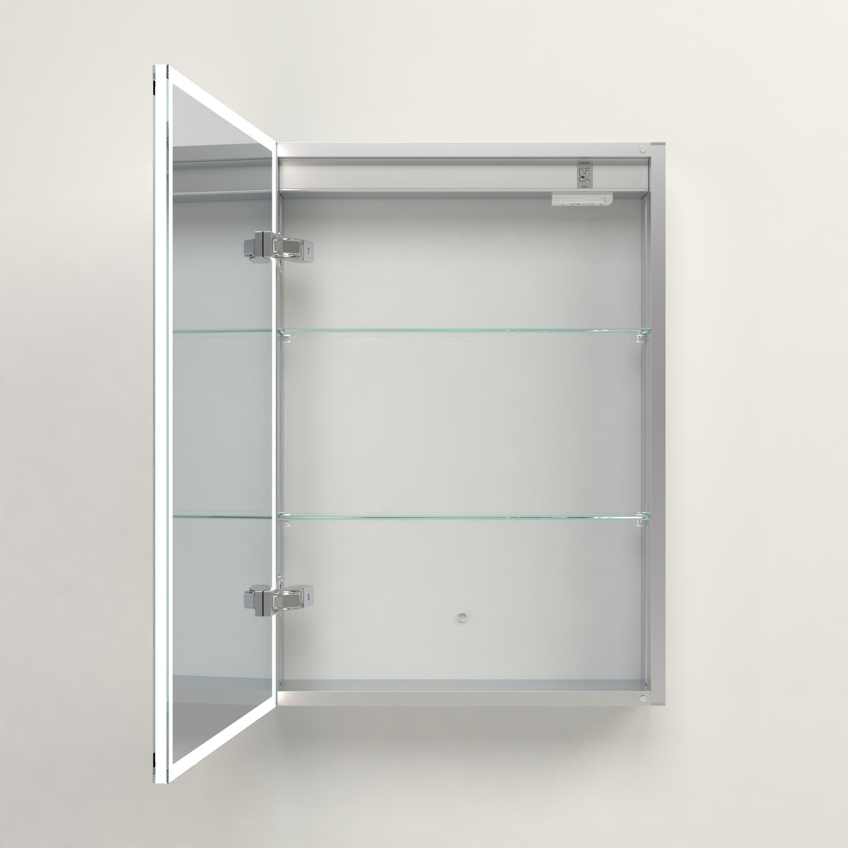 Yora vertical alaminum front lit mirror cabinet single door 500mm x 700mm