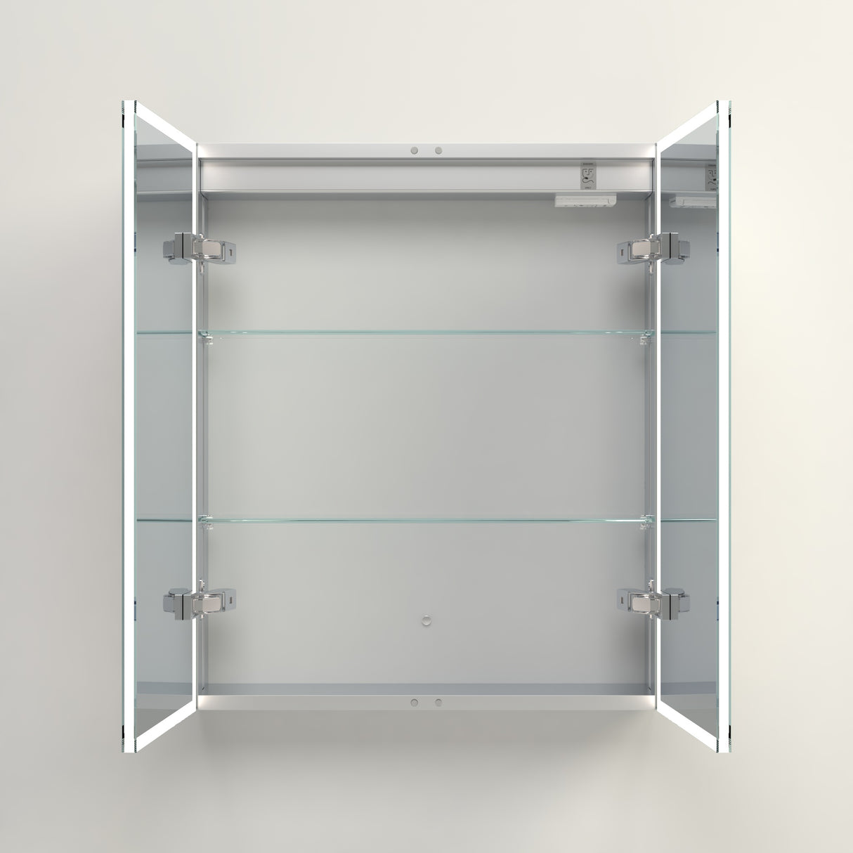 Yora vertical alaminum front lit mirror cabinet double door 600mm x 700mm