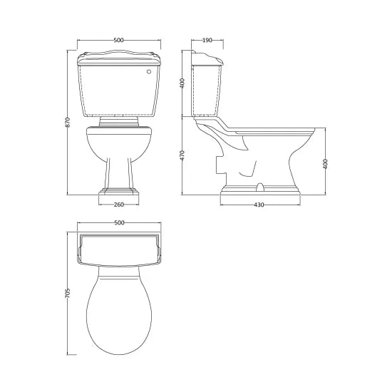 Bayswater Porchester Traditional Close Coupled Toilet With Seat