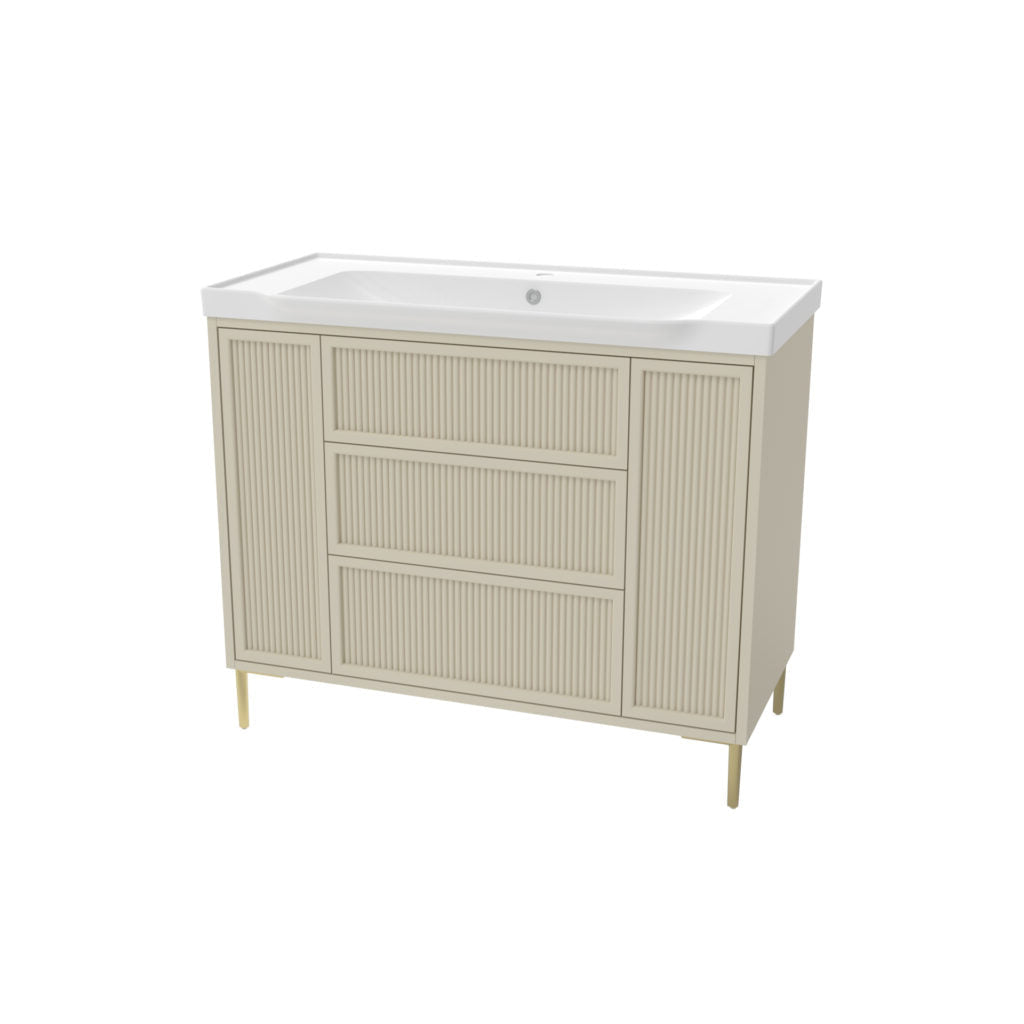 Bota stoney beige fluted floor standing vanity 1000mm