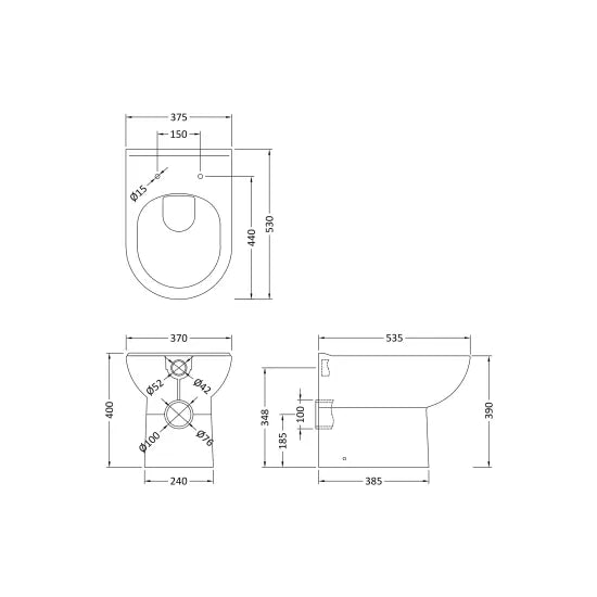 nuie Round Back to Wall Toilet Pan