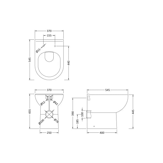 nuie Lawton Round Back to Wall Toilet Pan