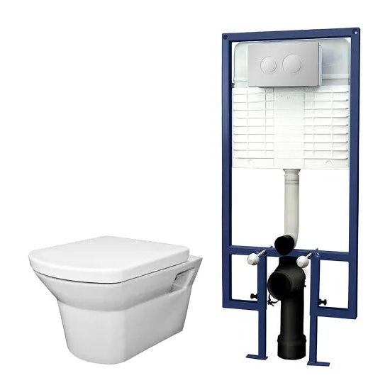 nuie 525mm Wall Hung Toilet With Soft Close Seat & Concealed Cistern