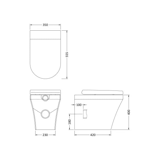 Hudson Reed Luna Round Back to Wall Toilet Pan With Seat