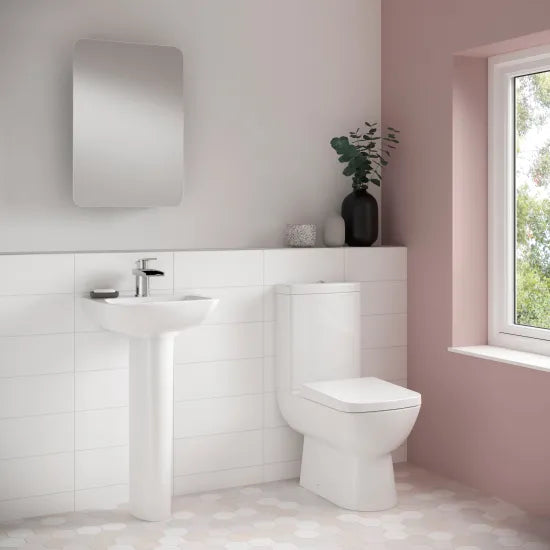 nuie Short Projection Semi Flush to Wall Close Coupled Toilet Pan