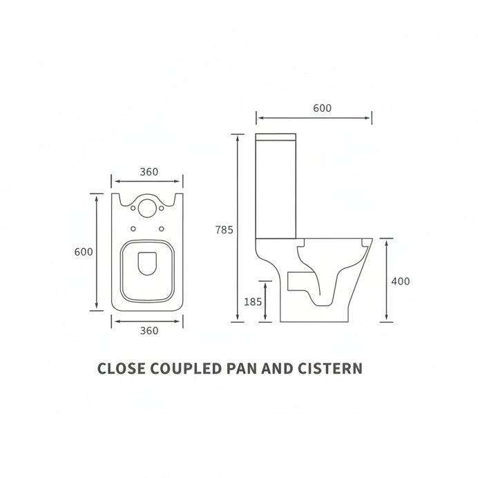 Cedarwood Rimless Short Projection Close Coupled Open Back WC & Wrapover Soft Close Seat