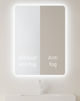 VERTICAL PORTRAIT LED ANTI FOG MOTION SENSOR MIRROR 800MM X 600MM , 700MM X 500MM