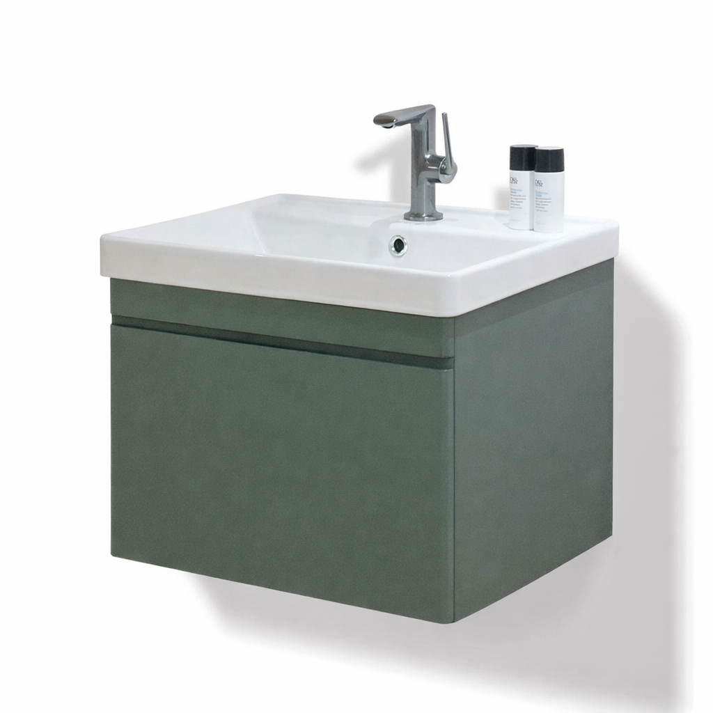 Carlota wall hung olive green vanity 600mm