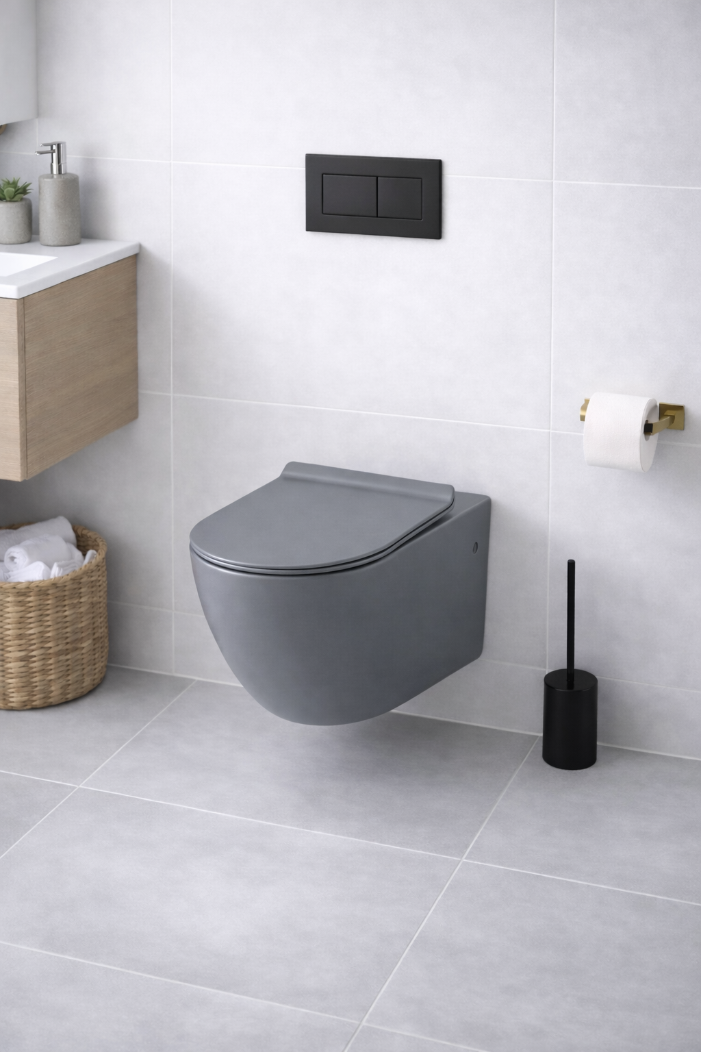 Apex Matte Grey Wall Hung rimless Toilet