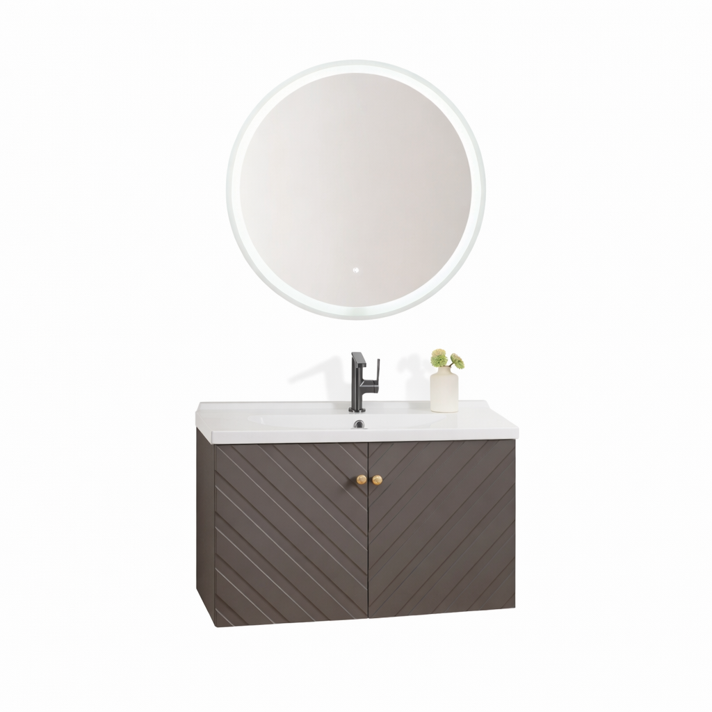 Perla matte grey wall hung vanity 800mm