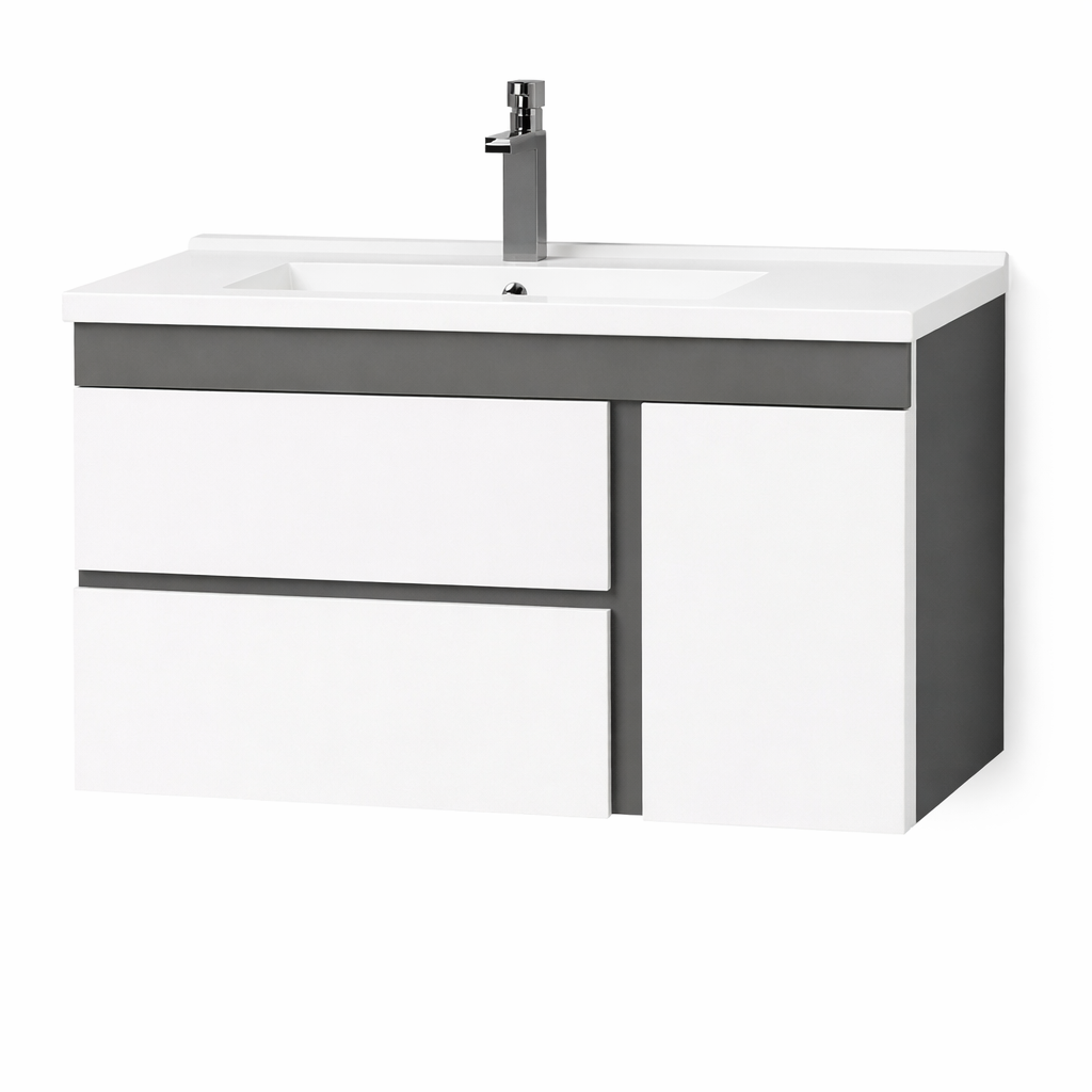 Luz gloss white/grey wall hung vanity 800mm