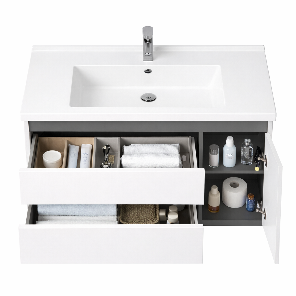 Luz gloss white/grey wall hung vanity 800mm