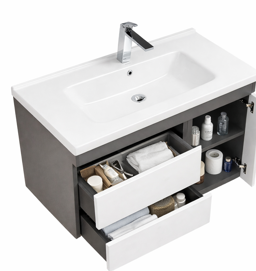 Luz gloss white/grey wall hung vanity 800mm