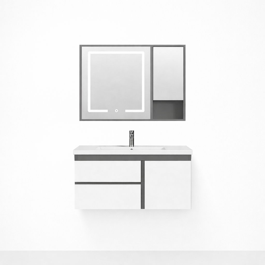 Luz gloss white/grey wall hung vanity 800mm