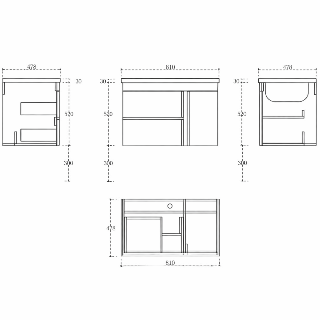 Luz gloss white/grey wall hung vanity 800mm