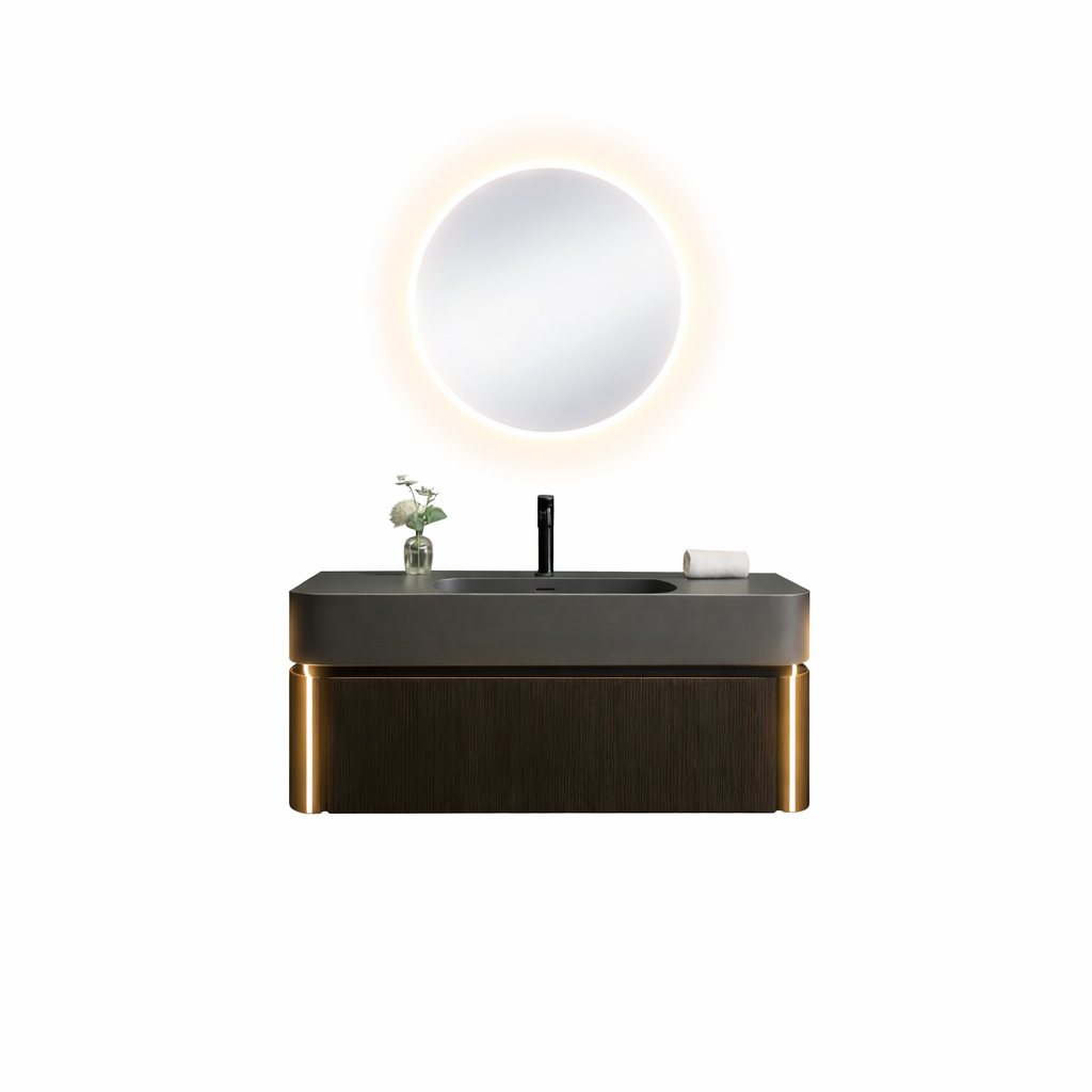 Zafiro Coffee Resin LED Wall Hung Vanity Unit 1200mm