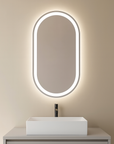 VERTICAL OVAL LED ANTI FOG SENSOR MOTION MIRROR 450MM X 900MM