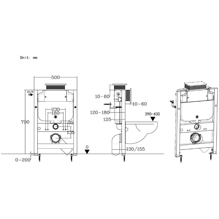 Low Height WC Frame (inc. Cistern)