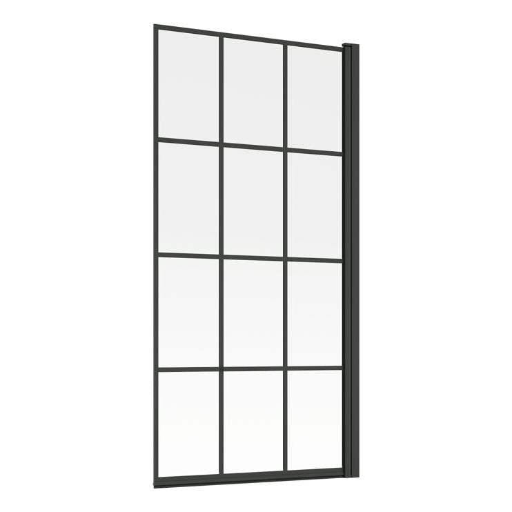 800x1500mm Single Straight Bath Screen (6mm) - Black Framed