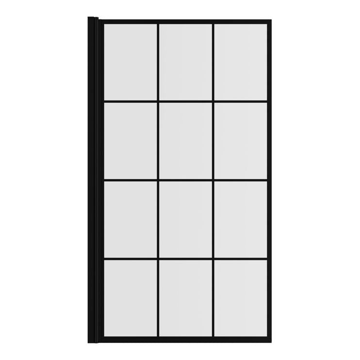 800x1400mm Square Grid Bath Screen (6mm) - Matt Black