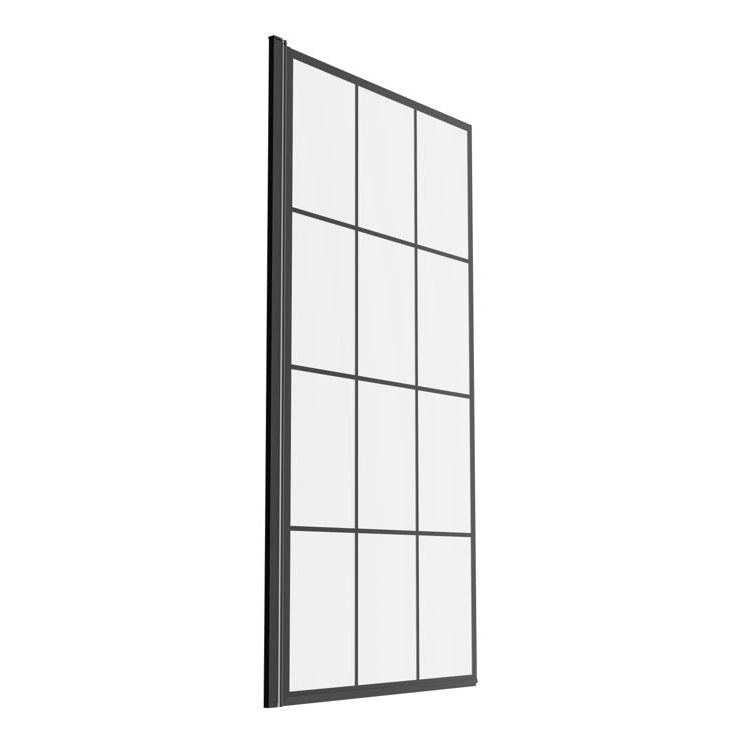 800x1400mm Square Grid Bath Screen (6mm) - Matt Black