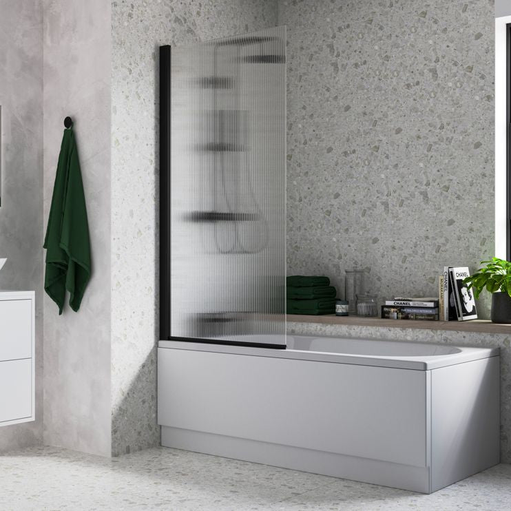 Fluted 800x1500mm Single Straight Bath Screen (5mm)