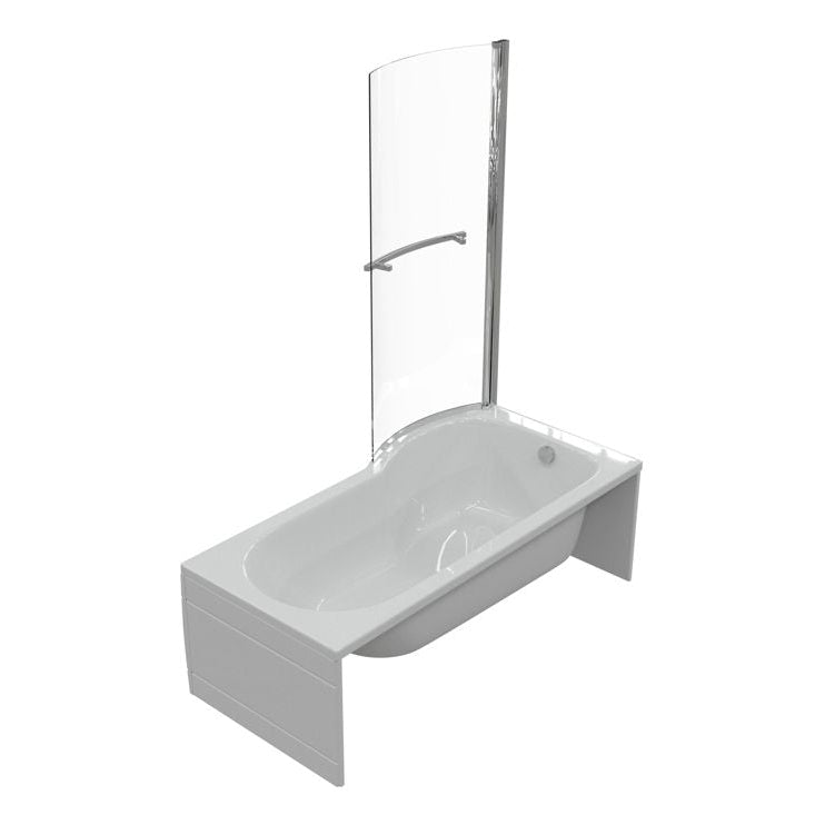 P-Shape 1700x700-850x410mm 0TH Shower Bath, Panel & Screen