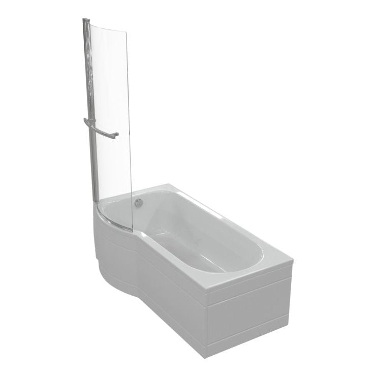 P-Shape 1700x700-850x410mm 0TH Shower Bath, Panel & Screen