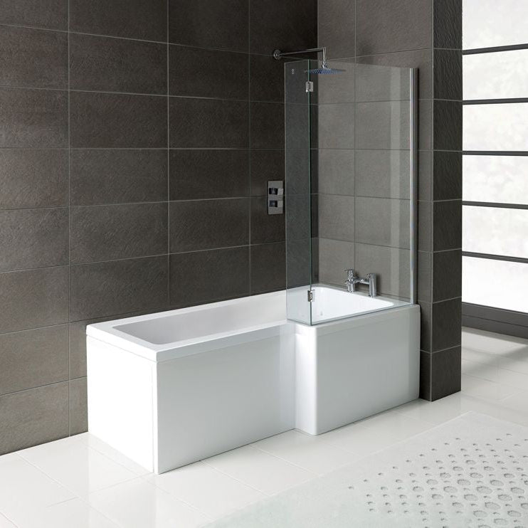 L-Shape 1700x700-850x410mm 0TH Shower Bath, Panel & Screen (RH)