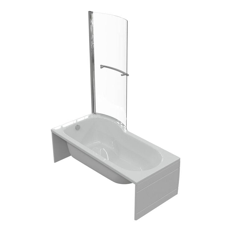 P-Shape 1700x700-850x410mm 0TH Shower Bath, Panel & Screen