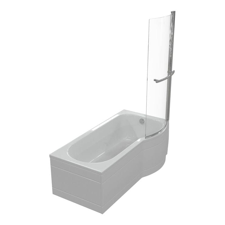 P-Shape 1700x700-850x410mm 0TH Shower Bath, Panel & Screen